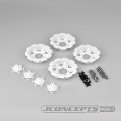 Tracker" Monster Truck Wheel Mock Beadlock Rings (White) (4)