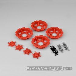 Tracker" Monster Truck Wheel Mock Beadlock Rings (Red) (4)