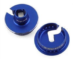 Team Associated Fin Aluminum 13mm Shock Spring Cups (Blue) (5mm Offset)