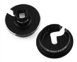 Team Associated Fin Aluminum 13mm Shock Spring Cups (Black) (5mm Offset)