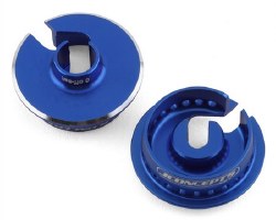 Team Associated Fin Aluminum 13mm Shock Spring Cups (Blue) (0mm Offset)