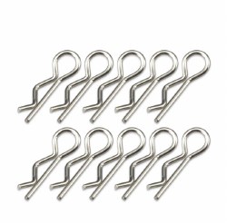 Compact Angled Body Clips (10) (Silver)