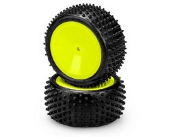 Drop Step 2.2" Pre-Mounted Rear Buggy Carpet Tires (Yellow) (2) (Pink)