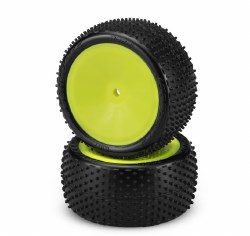 Nessi 2.2" Pre-Mounted Rear Buggy Carpet Tires (Yellow) (2) (Pink)