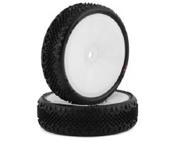 Pin Swag Slim 2.2" Pre-Mounted 2WD Front Buggy Carpet Tires (White) (Pink)