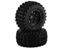 Magma Pre-Mounted Monster Truck Tires w/Hazard Wheel (Black) (2) (Platinum)