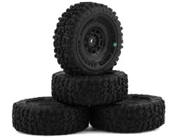 Landmines 1.0" Pre-Mounted Tires w/Hazard Wheel (Black) (4) (Green)