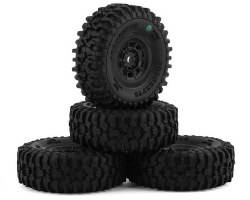 Tusk 1.0" Pre-Mounted Tires w/Hazard Wheel (Black) (4) (Green)