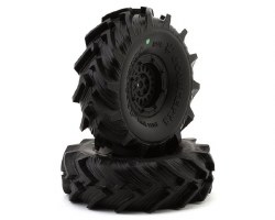 Fling Kings 1.0" Pre-Mounted Tires (63mm OD) (2) w/Crusher Wheels (Green)