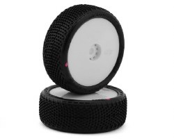 Mini-B Fuzz Bite Pre-Mounted Front Tires (White) (2) (Pink)