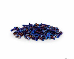 C10B7 | RC10B7D Titanium top hat screw set, upper (blue) - 77pc