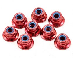 Kyosho 4x5.6mm Steel Flanged Locknut (Red) (8)