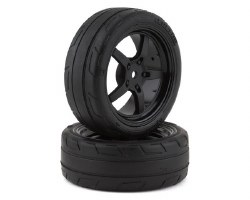 Kyosho Fazer Pre-Mounted TC Tire w/5-Spoke Racing Wheel (Black) (2)
