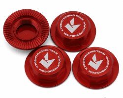 Kyosho Serrated Flanged Aluminum 17mm Capped Wheel Hex Nuts (Red) (4)