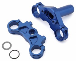 Aluminum Triple Clamp Set, Blue: PM-MX