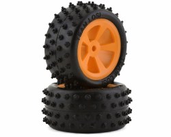 4 Row Rear Tires, Mounted, Orange (2): Mini JRX2
