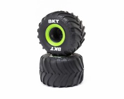 MT Tires,Green Beadlock, Premount(2): Mini LMT