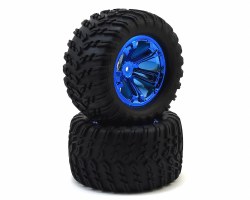 Wheel and Tire Mounted Blue Chrome (2): TENACITY T