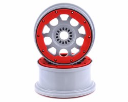 Wheels, Silver, Red Bead Lock (2): DBXL-E 2.0