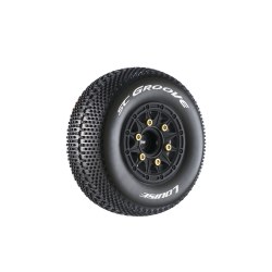 SC-Groove 2.2/3.0" 1/10 Short Course (Soft Compound) 12,14,17mm Removable Hex on Black Wheels (2)