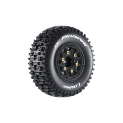 SC-Pioneer 2.2/3.0" 1/10 Short Course (Soft Compound) 12,14,17mm Removable Hex on Black Wheels (2)