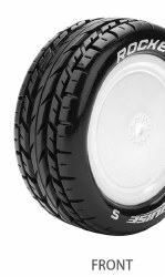 E-Rocket 1/10 Buggy (Soft Compound) 12mm Kyosho Hex on White Wheels (front, 4WD) (2)