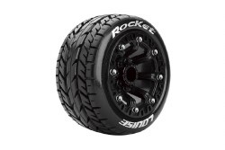 ST-Rocket 2.2" 1/16 Stadium Truck (Soft Compound) 12mm Hex on Black Wheels (Front/Rear) (2)