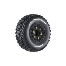 SC-Hummer 2.2/3.0" 1/10 Short Course (Soft Compound) 12,14,17mm Removable Hex on Black Wheels (2)