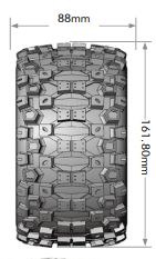 ST-Uphill 3.8" 1/8 Stadium Truck (Sport Compound) 1/2" Offset, 17mm Hex on Black/Chrome Wheels (2)