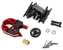 NEXX Racing SCX24 2204 Motor Mount & Conversion Gearbox Set (Black/Red)