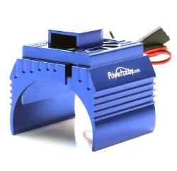 Aluminum Motor Heatsink & Cooling Fan For 1/8 Size Motors, Blue