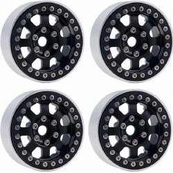B1 Aluminum 1.9 Beadlock Wheels 9mm Hubs, Black, for 1/10 Rock Crawler, 4pcs
