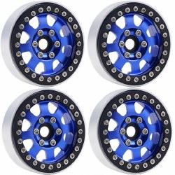 B1 Aluminum 1.9 Beadlock Wheels 9mm Hubs, Blue, for 1/10 Rock Crawler, 4pcs