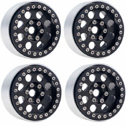 B2 Aluminum 1.9 Beadlock Wheels 9mm Hubs, Black, 1/10 Rock Crawler, 4pcs