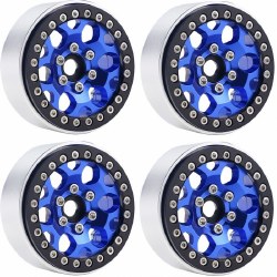B3 Aluminum 1.9 Beadlock Wheels 9mm Hubs, Blue, for 1/10 Rock Crawler, 4pcs