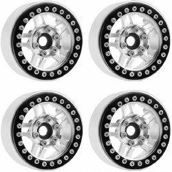 B4 Aluminum 1.9 Beadlock Wheels 9mm Hubs, Silver, for 1/10 Rock Crawler, 4pcs