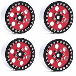 B5 Aluminum 1.9 Beadlock Wheels Super Positive Offset, Red (4) 1/10