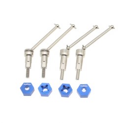 Front & Rear CVD Axles Drive Shafts, Silver (4), for Arrma Mojave Grom
