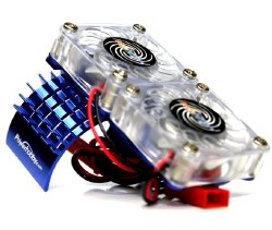 Aluminum Motor Heatsink & Twin Cooling Fan, for Slash 4WD, Blue