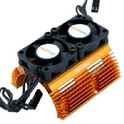 Powerhobby Heat Sink w Twin Turbo High Speed Cooling Fans 1/8 Motors-Orange