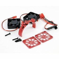 1/5 Twin Turbo High Speed 40mm Aluminum Cooling Fans Motor Mount Red