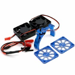 1/8 Aluminum Heatsink 40mm Dual High Speed Cooling Fans with Cover, Blue