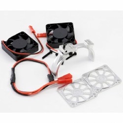 1/8 Aluminum Heatsink 40mm Dual High Speed Cooling Fans with Cover, Silver