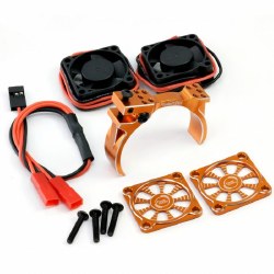 1/8 Aluminum Heatsink High Speed 30mm Twin Turbo Cooling Fans 28K Orange