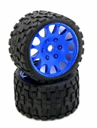 Scorpion Belted Monster Truck Tires / Wheels, 17mm Hex (2) Sport-Blue