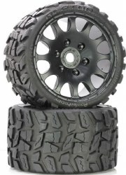 Raptor Belted Monster Truck Wheels/Tires (pr.), Pre-mounted, Race Soft Compound 17mm Hex