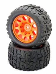 Raptor XL Belted Tires / Viper Wheels (2) Traxxas X-Maxx 8S-Orange Raptor XL Belted Tires / Viper Wheels (2) Traxxas X-Maxx 8S-Orange