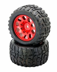 Raptor XL Belted Tires / Viper Wheels (2) Traxxas X-Maxx 8S-Red Raptor XL Belted Tires / Viper Wheels (2) Traxxas X-Maxx 8S-Red