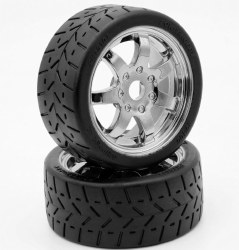 1/8 Gripper 42/100 Belted Mounted Tires 17mm Chrome Wheels