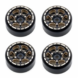 1.0 Black Brass Beadlock Crawler Wheels, for 1/24 Axial SCX24